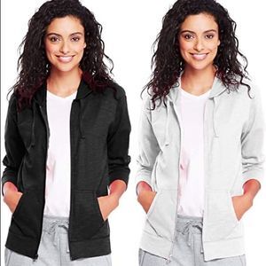 Hanes Women's Jersey Full Zip Hoodie black S NWOT